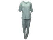 Covington Womens 2 PC Mint Green Pajama Lightweight Knit Mid Sleeve PJ Set Large