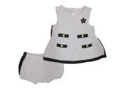 First Impressions Infant Baby Girls 2 PC White Black Dress Bloomer Set 0 3m
