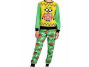 Despicable Me Womens Fleece Minion Ugly Sweater Pajamas Holiday Sleep Set Medium