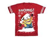 Despicable Me Boys Red SNOMG! Minion Christmas Holiday T Shirt L