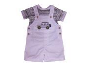 First Impressions Infant Boys White Jeep Shortall Overalls T Shirt Set 6 9m
