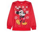 Disney Boys Red Classic Mickey Mouse Christmas Sweater L