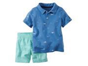 Carters Infant Boys 2 Piece Shark Scuba Diver Polo T Shirt Short Set 12m