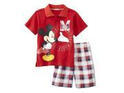 Disney Infant Toddler Boys Red Mickey Mouse Polo Shirt Shorts Set 12 Months