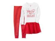 Carters Little Girls 2 Piece Snug Fit Cotton PJs Tutu Merry Bright Red 4T