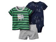 Carters Infant Boys 3 Piece Bulldog T Shirt Bodysuit Short Set 12m