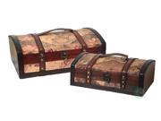Old World Map Treasure Chest Set of 2