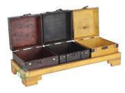 Three Colored Wooden Treasure Chests on Tray