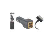 Ventev Dashport 2100c 2.1A Dual USB VPA w 30 Pin Cable Vehicle Charger for Apple iPhone Gray 2.1AVPADUMFIVNV