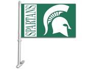 Michigan State Spartans Car Flag With Wall Brackett