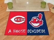 Cincinnati Reds Cleveland Indians House Divided Rugs 34 X45