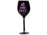 40 and sexy wine glass black