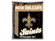 Saints National Football League 50 x60 Mink with Sherpa Throw Old School series