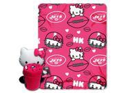Jets 40x50 Fleece Throw and Hello Kitty Character Pillow Set