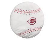 Reds 15 x15 x2 Embroidered Baseball Shaped Plush Pillow with Applique