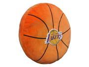 Lakers 15 x15 x2 Embroidered Basketball Shaped Plush Pillow with Appliqu