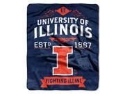 Illinois College Retro 50x60 Raschel Throw