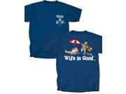 Wife is Good Day at Beach T Shirt Harbor Blue