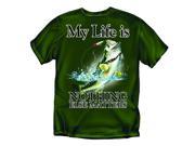My Life is Fishing T Shirt Moss Green