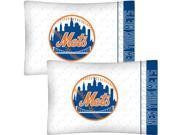 MLB New York Mets Baseball Set of 2 Logo Pillow Cases