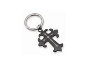 Men s Stainless Steel Polished Black IP plated Cross Key Chain