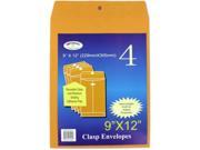 4 Pack 9 x12 Clasp Envelopes Case Pack 12
