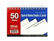 Bazic 519 36 50 Ct. Spiral Bound 3 in. x 5 in. Ruled White Index Card Pack of 36