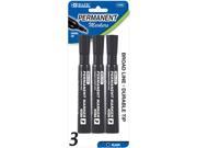 BAZIC Black Chisel Tip Desk Style Permanent Markers 3 Pack Case Pack 24