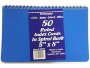 50ct RULED INDEX CARDS IN SPIRAL 5 x8 Case Pack 48