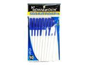 Stick Pens 10 pack Blue Ink Case Pack 48