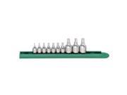 10 Piece 1 4 and 3 8 Drive Stubby Torx Bit Driver Set