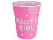 Party Girl Plastic Cup Clear Stones Pink
