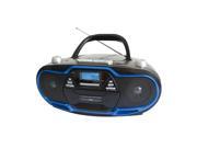 Supersonic SC 745 Portable Boombox Blue AM FM MP3 USB AUX CD W Cassette Recorder