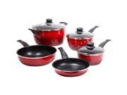 Gibson Welford 8 Piece Cookware Set Aluuminum Non Stick Dishwasher Oven Safe Red