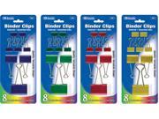 BAZIC Assorted Size Color Binder Clip 8 Pack Case Pack 144