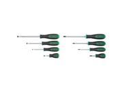 8 Piece Green And Black Phillips Slotted Screwdriver Set