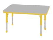 ECR4Kids 24 x 48 Adjustable Rectangular Activity Table Grey Yellow Chunky