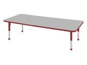 ECR4Kids 24 x 72 Adjustable Rectangular Activity Table Grey Red Chunky