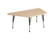 ECR4Kids 30 x 60 Adjustable Trapezoid Activity Table Maple Red Chunky
