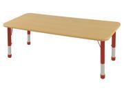 ECR4Kids 30 x 60 Adjustable Rectangular Activity Table Maple Red Chunky Leg