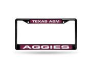 Texas A M Aggies NCAA Black Chrome Laser Cut License Plate Frame