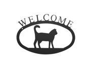Village Wrought Iron WEL 6 S Small Welcome Sign Plaque Cat