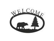 Village Wrought Iron WEL 83 S Small Welcome Sign Plaque Bear and Pine Tree