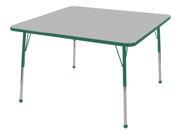 ECR4Kids 30 x 30 Adjustable Square Activity Table Grey Green Standard Leg Ball Glide