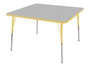ECR4Kids 30 x 30 Adjustable Square Activity Table Grey Yellow Standard Leg Swivel Glide