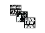 Black White Wooden Cat Sign Case Pack 4