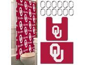 Oklahoma Collegiate 15 Piece Bath Set 12 2 Shower Curtain Rings; 1 72 x 72 Shower Curtain 2 Bath Mats