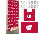 Wisconsin Collegiate 15 Piece Bath Set 12 2 Shower Curtain Rings; 1 72 x 72 Shower Curtain 2 Bath Mats