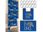 Memphis Collegiate 15 Piece Bath Set 12 2 Shower Curtain Rings; 1 72 x 72 Shower Curtain 2 Bath Mats