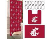 Washington State Collegiate 15 Piece Bath Set 12 2 Shower Curtain Rings; 1 72 x 72 Shower Curtain 2 Bath Mats
